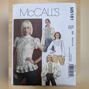McCall's Sewing Pattern M5181 size AA lace & ruffle Blouse New